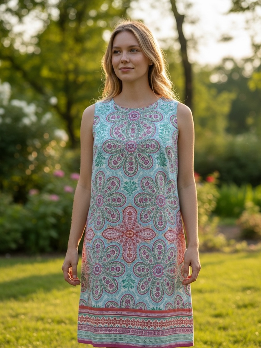 London Times Mint Floral sleeveless Paisley Shift Dress size 14 - Picture 6 of 6